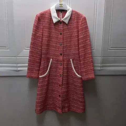마쥬 정품 트위드 자켓겸 원피스 레드 화이트 카라