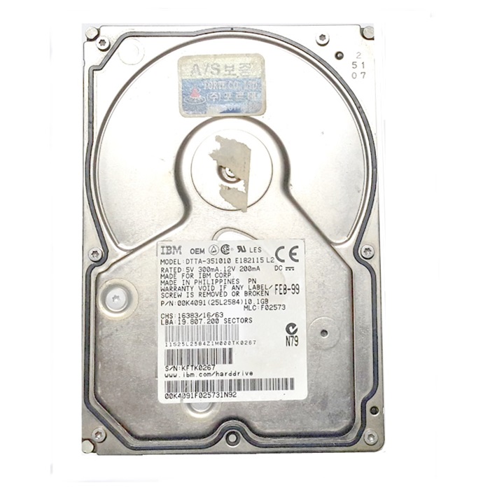 중고 하드디스크  IBM-OEM DTTA-351010 10.1G IDE