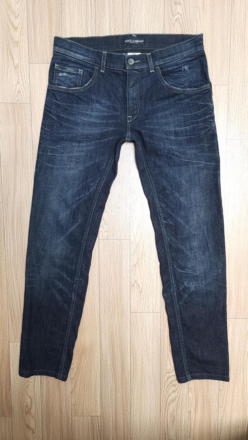 정품 돌체앤가바나 딥블루 플레이트 슬림진 청바지 44 46
