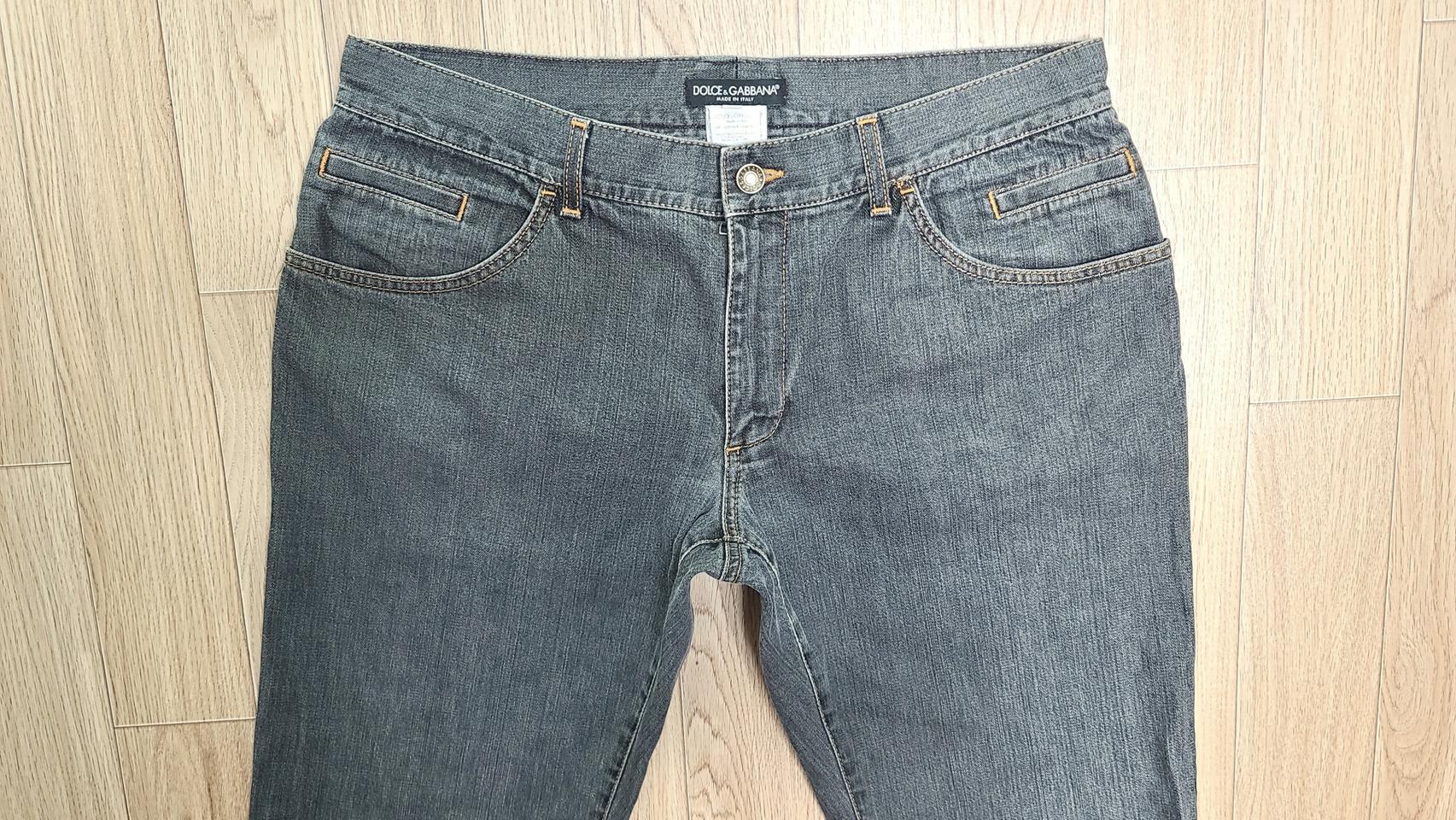 정품 돌체앤가바나 미니플레이트 테이퍼드핏 그레이진 청바지 50