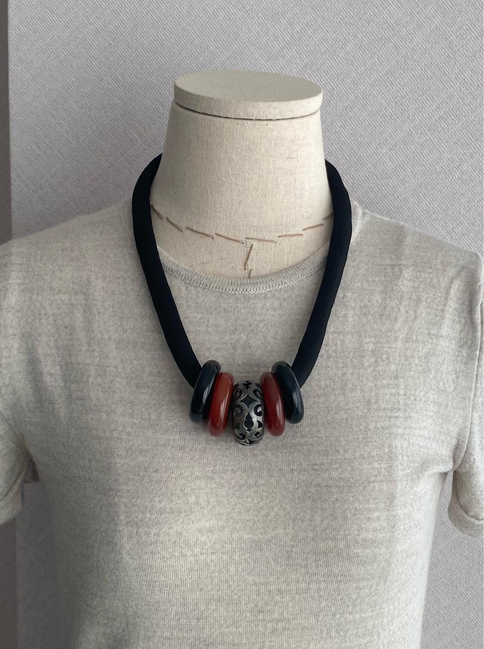 오닉스 자만옥 실버 목걸이