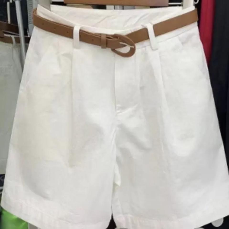 새) 린넨 면 화이트 반바지 와이드핏 A라인