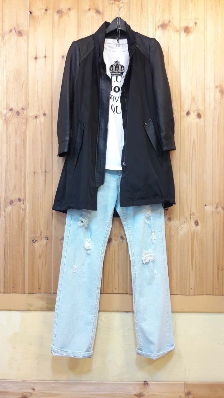 * D'DEMOO 양 가죽 배색 자켓*