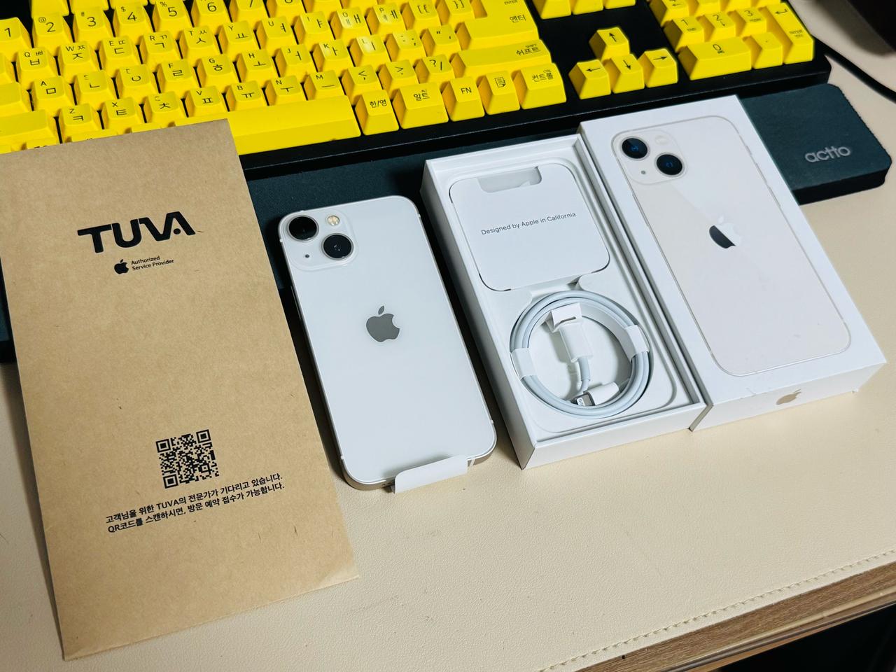 해외판 카메라무음 자급제 아이폰13미니 256기가 스타라이트 풀박스