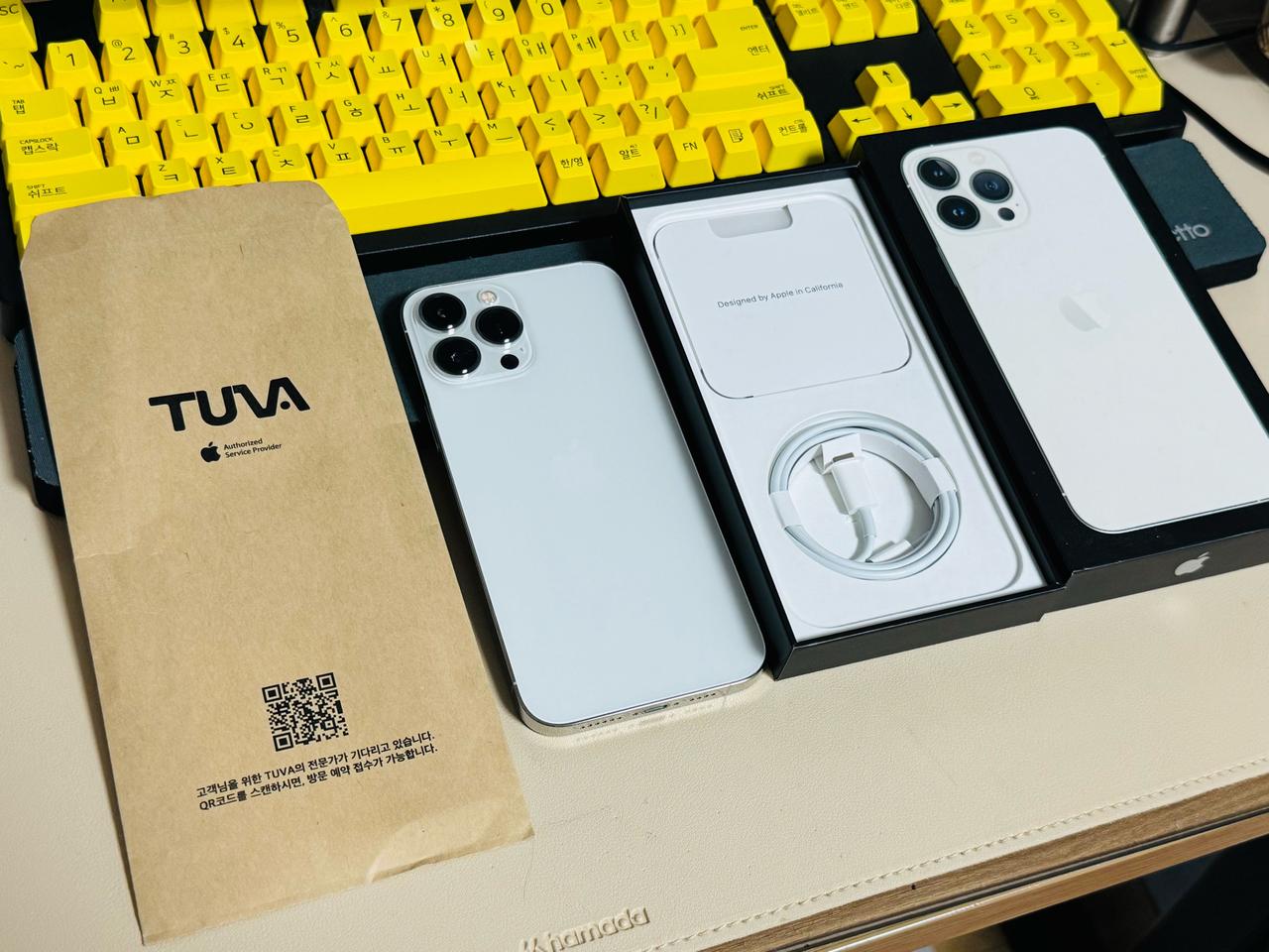 리퍼 자급제 배터리 100% 아이폰13프로맥스 256기가 실버 풀박스