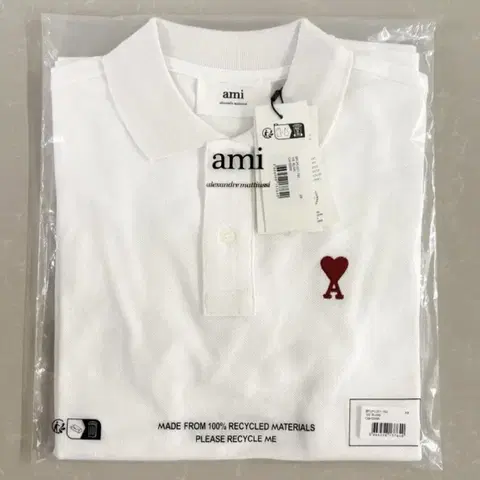 (무료배송/QR정품 아미 반팔 카라 BFUPL001 760 /화이트)