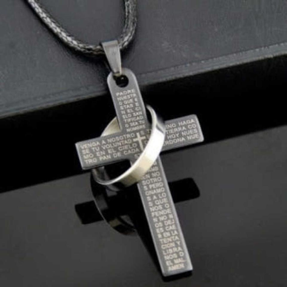 새 검정색 십자가 펜던트 목걸이 패션 기념 선물 기독교 천주교