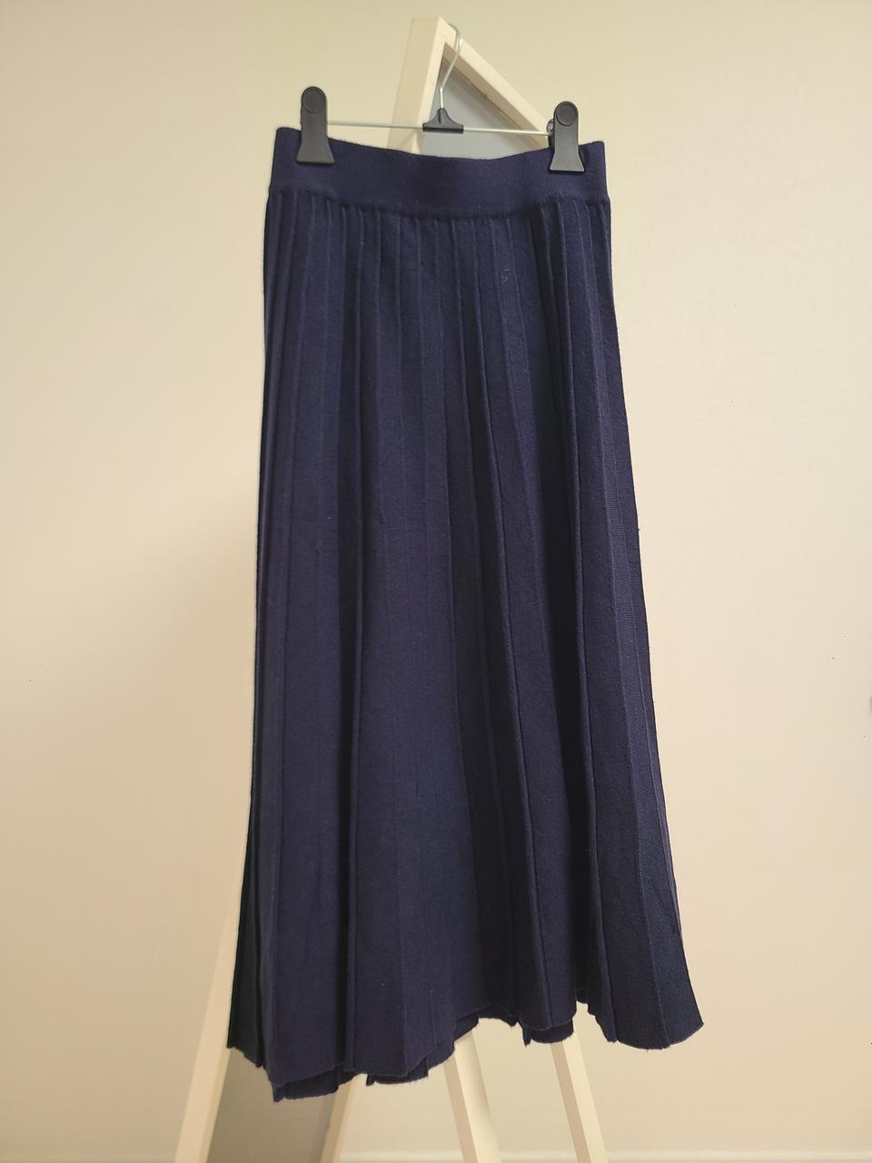 네이비 니트 롱스커트