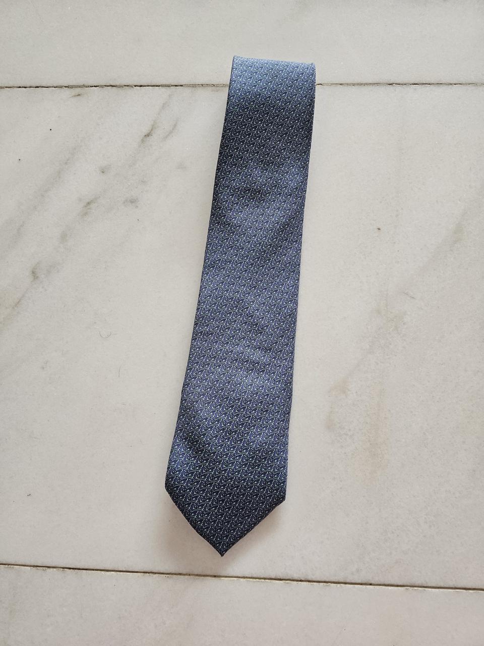 COMO HOUSE 실크 넥타이 클래식한 블루 페이즐리 패턴 / 견(실크