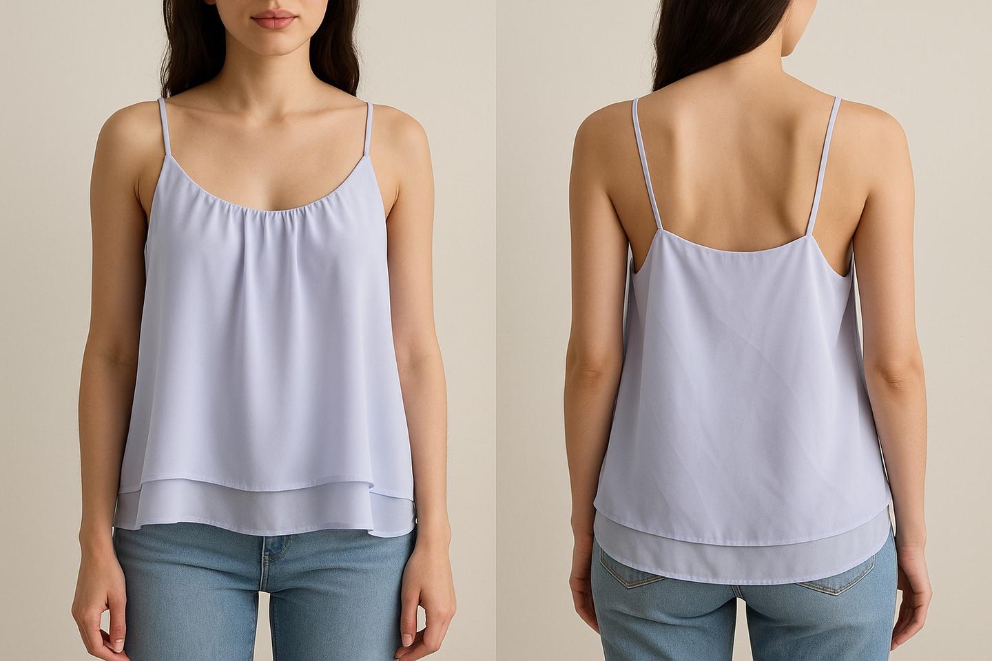 H&M 에이치앤엠 라이트 퍼플 쉬폰 슬리브리스 블라우스 S 44