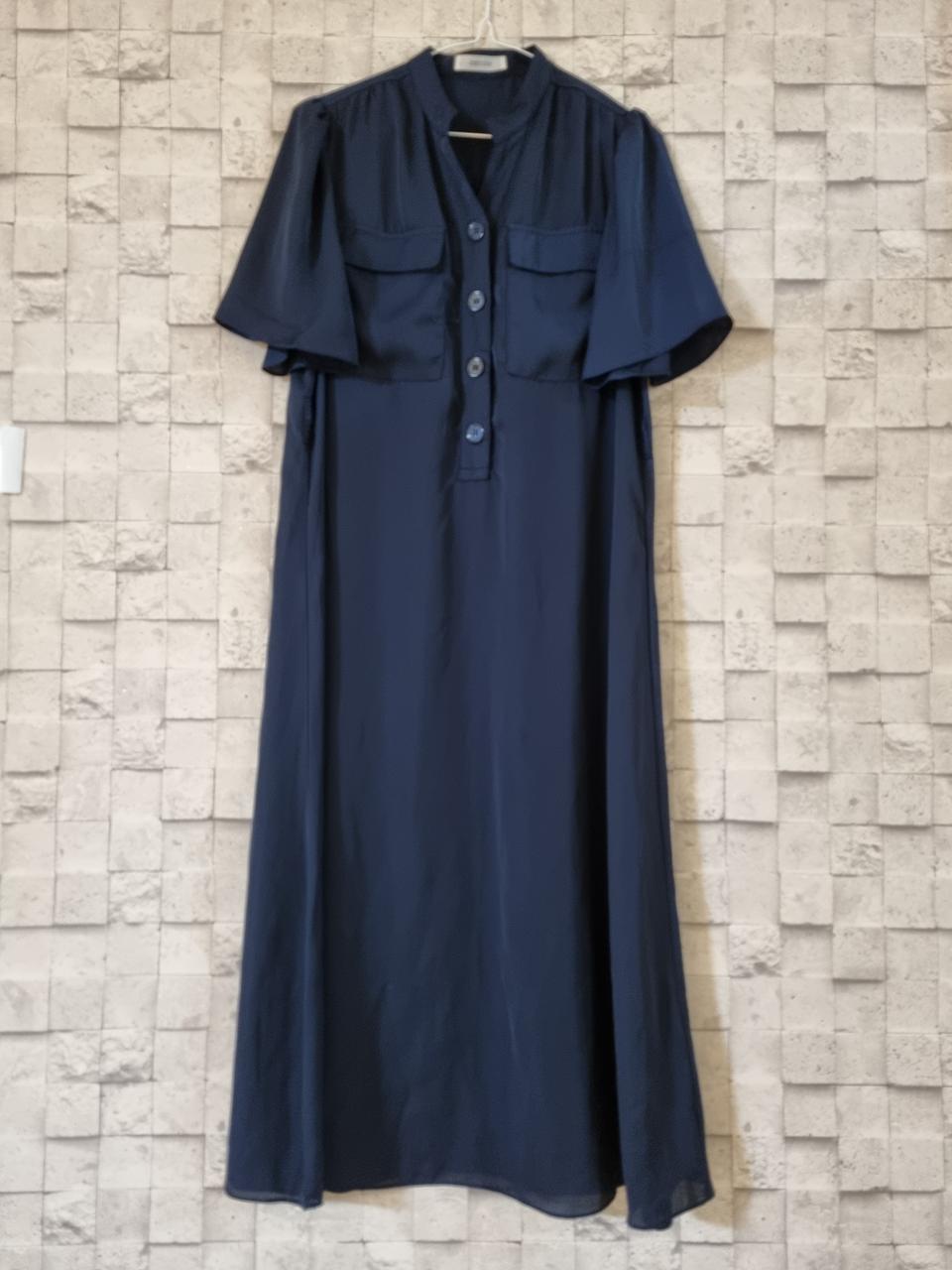 네이비 공단느낌의 롱원피스