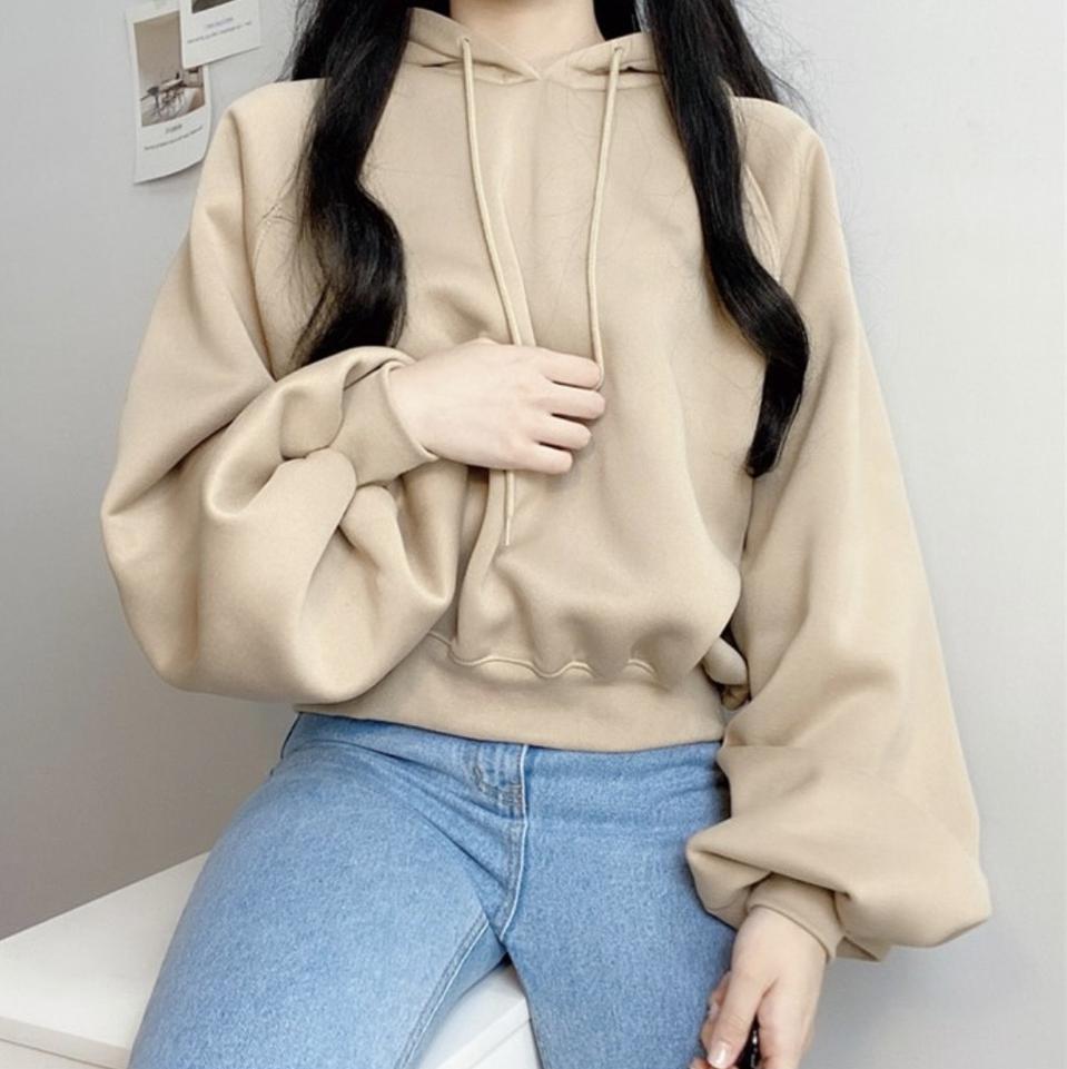 벌룬 소매 후드티 Free