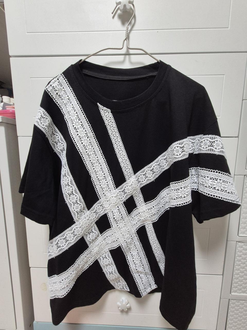 새옷 레이스블랙반팔티55-88