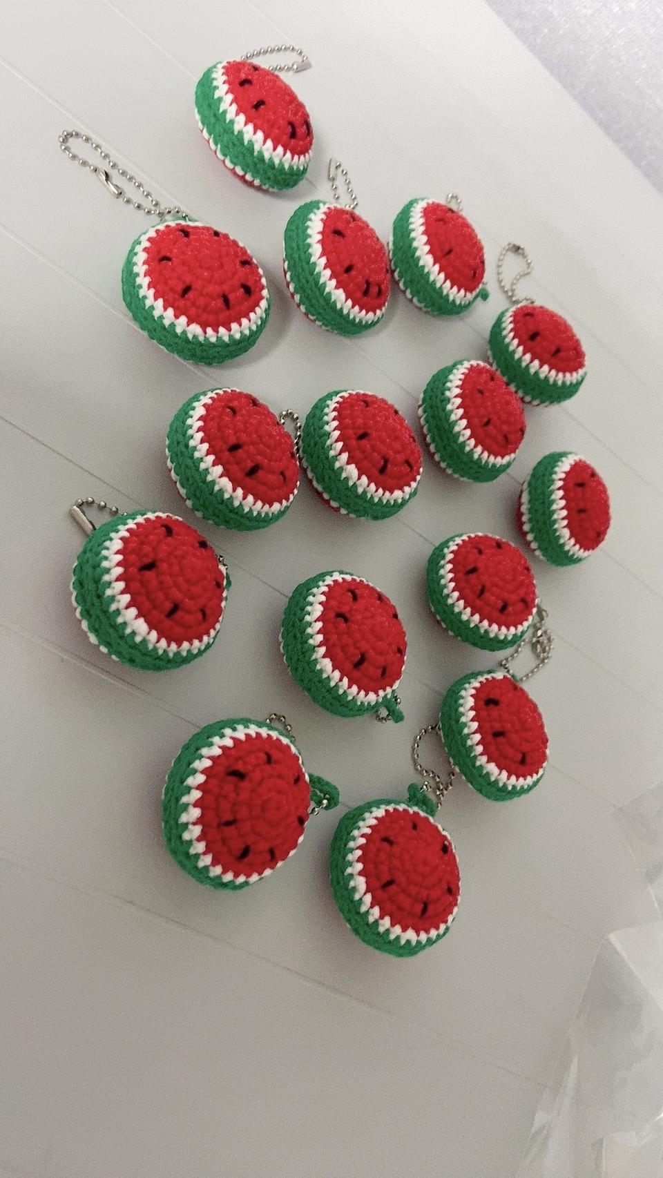 마카롱수박키링 가방고리 손뜨개 핸드메이드