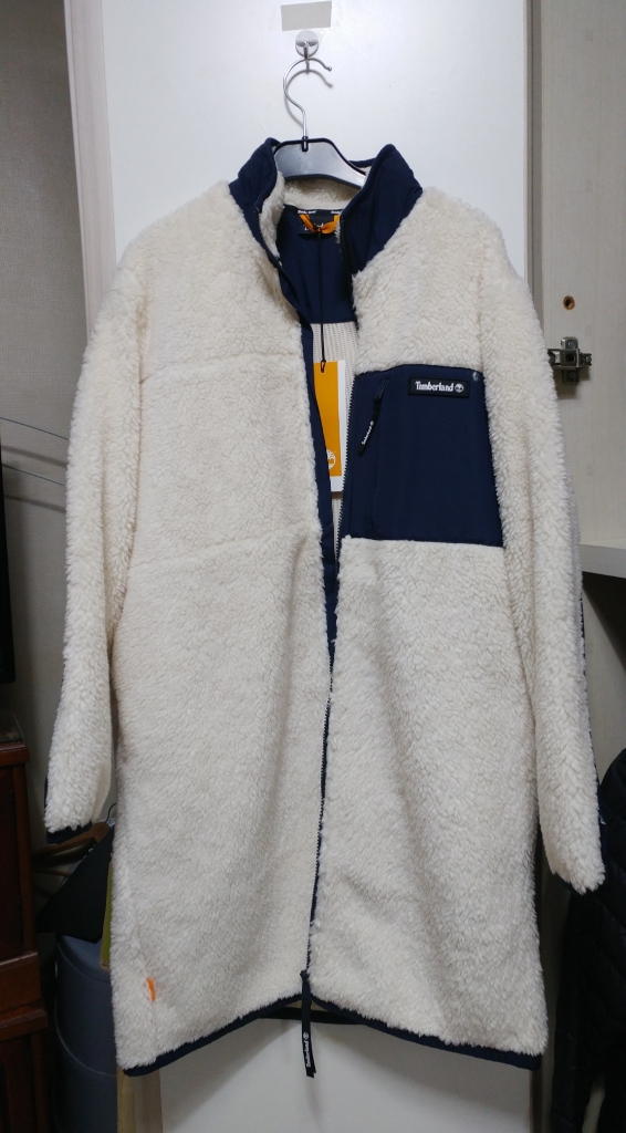 (새상품)Timberland 양털뽀글이 롱후리스자켓 블랙/화이트