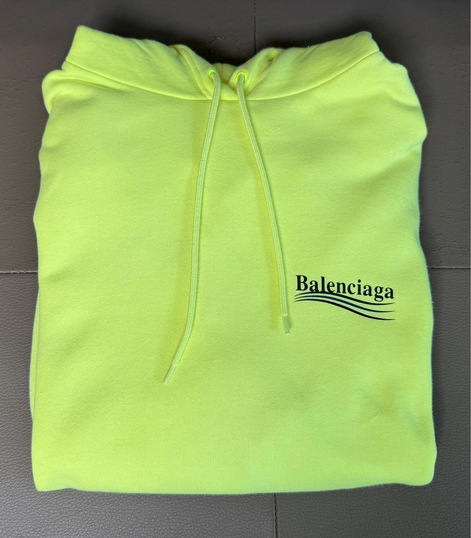 [S] 발렌시아가 웨이브로고 오버사이즈 후드티 네온 형광