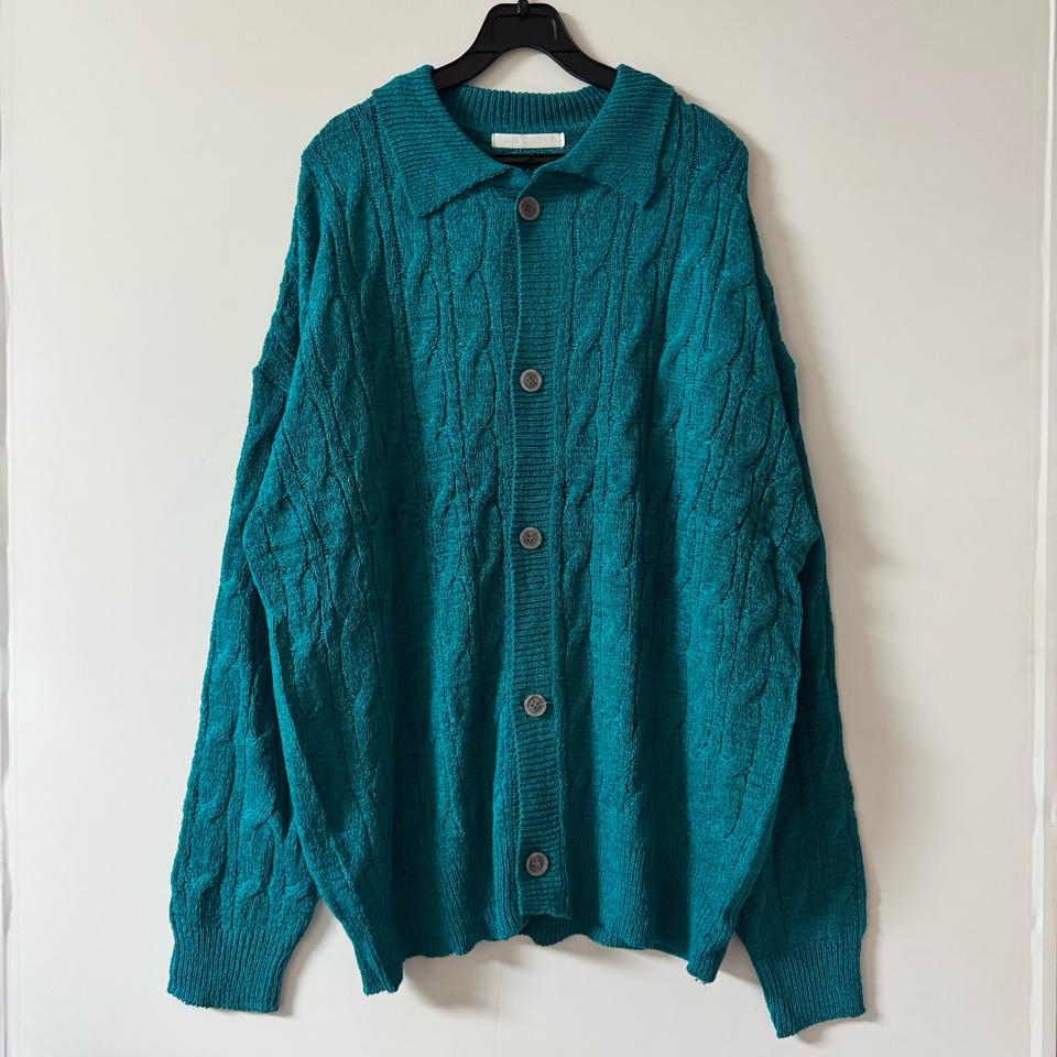 새상품 남자 케이블 카라 니트 가디건 (청록)