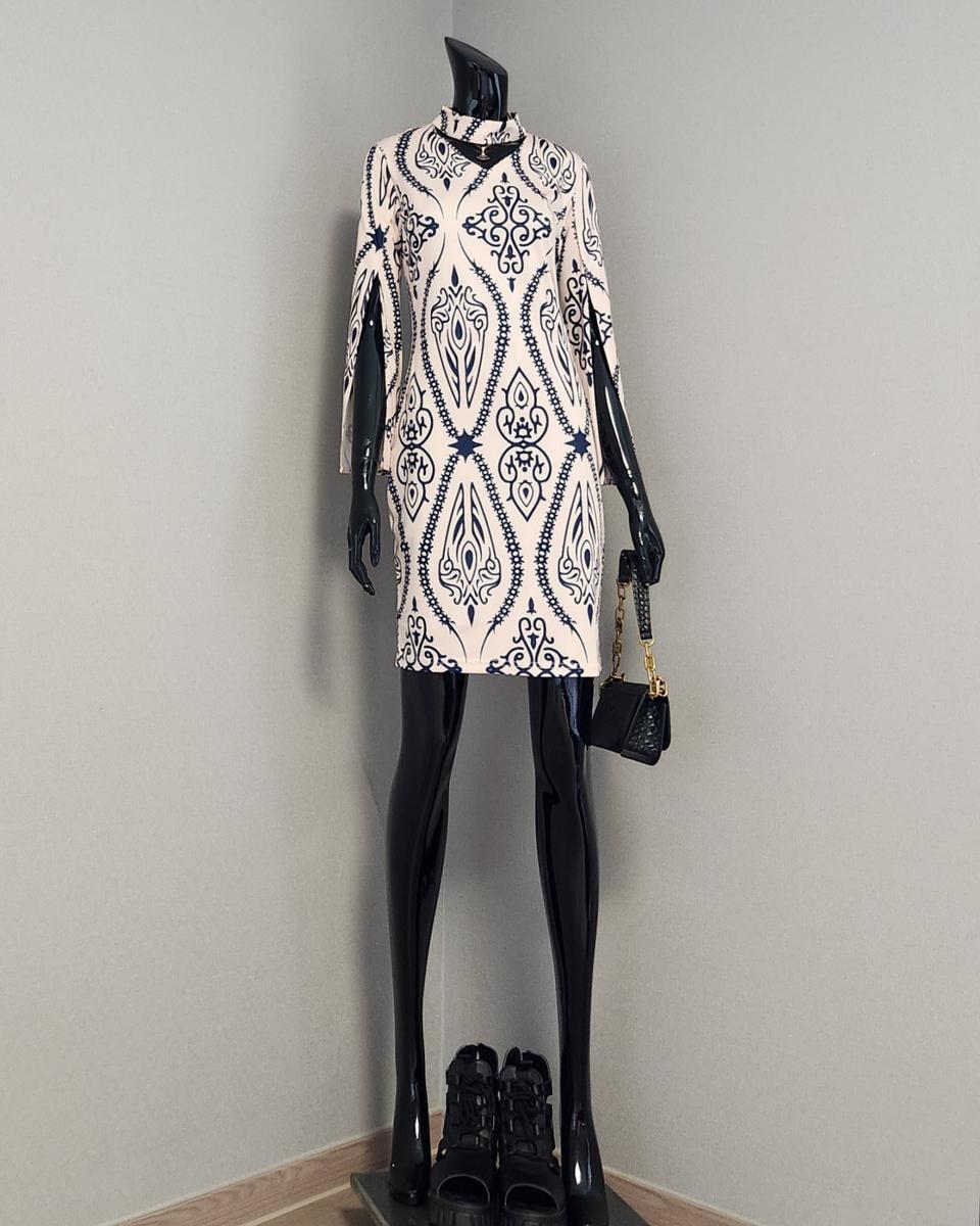 패턴 미니 원피스