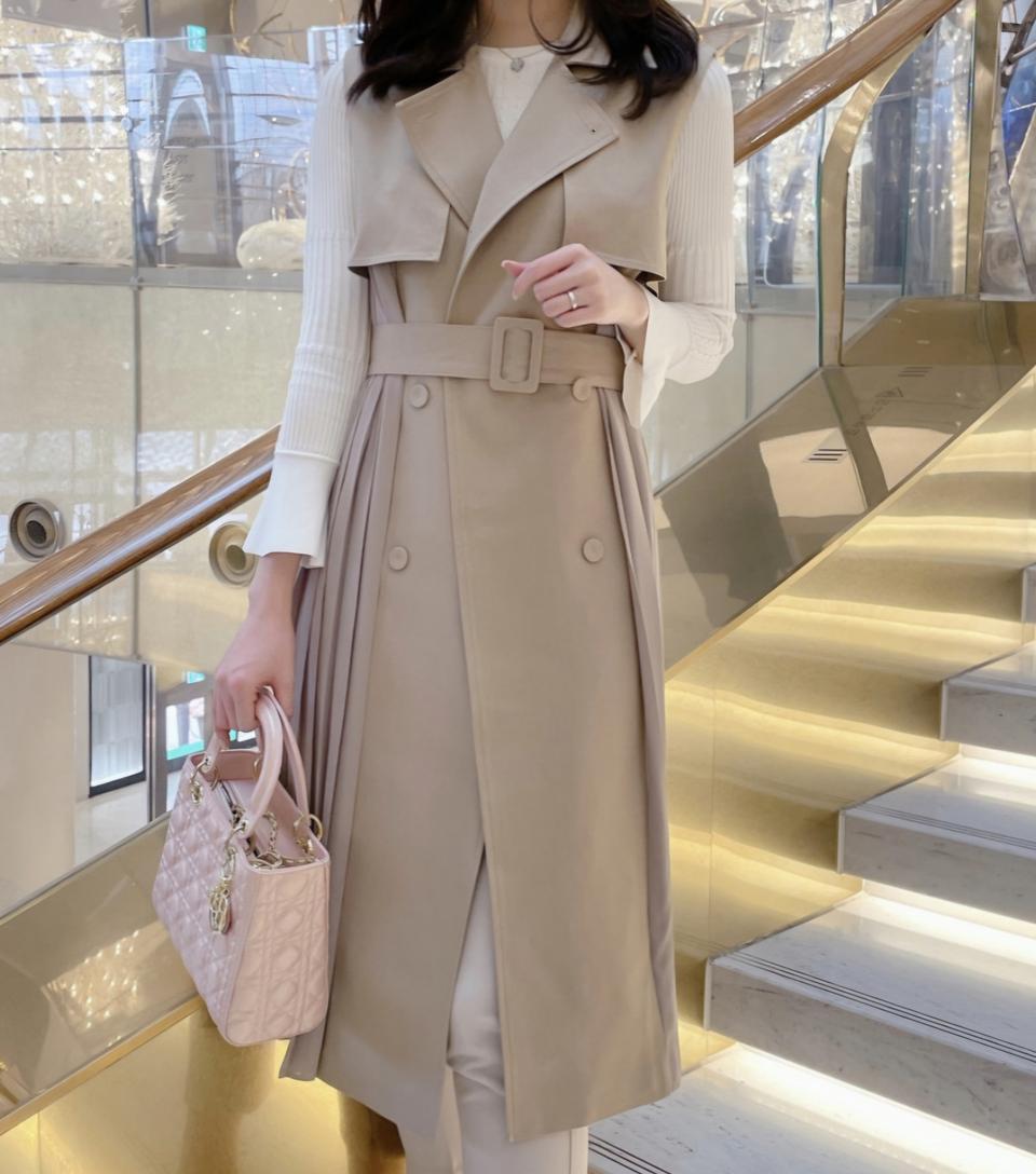 트렌치 롱 베스트 원피스