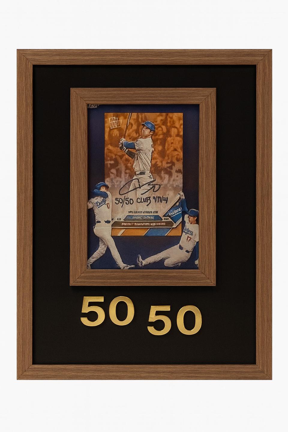 [50/50 클럽 기념 액자] 야구 스타 사인 카드 장식 –23x32cm