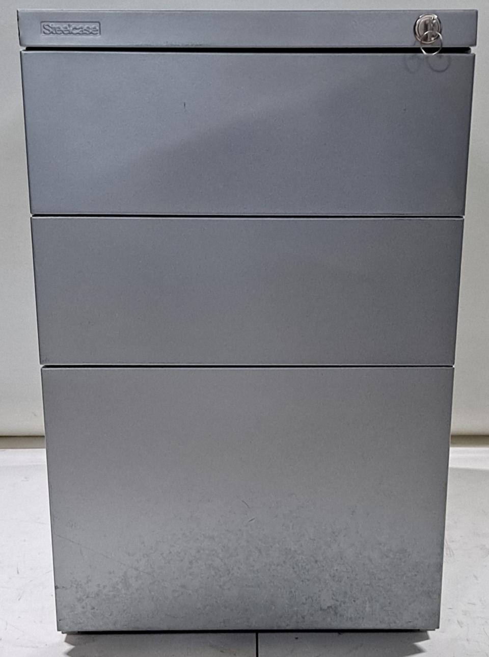 스틸케이스 3단 철제 서랍장 (회색)