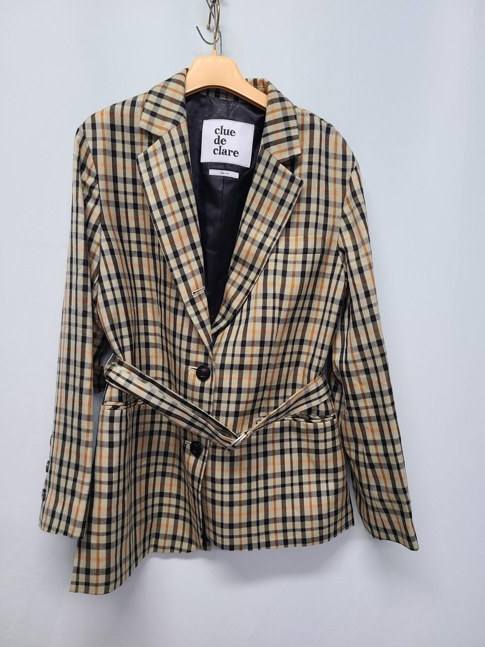 클루드클레어 체크 벨트 자켓 프리