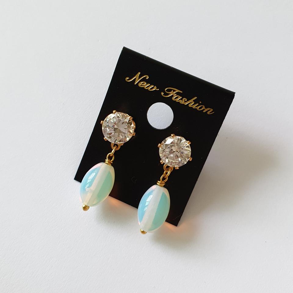 오벌 큐빅 귀걸이 / 패션 이어링