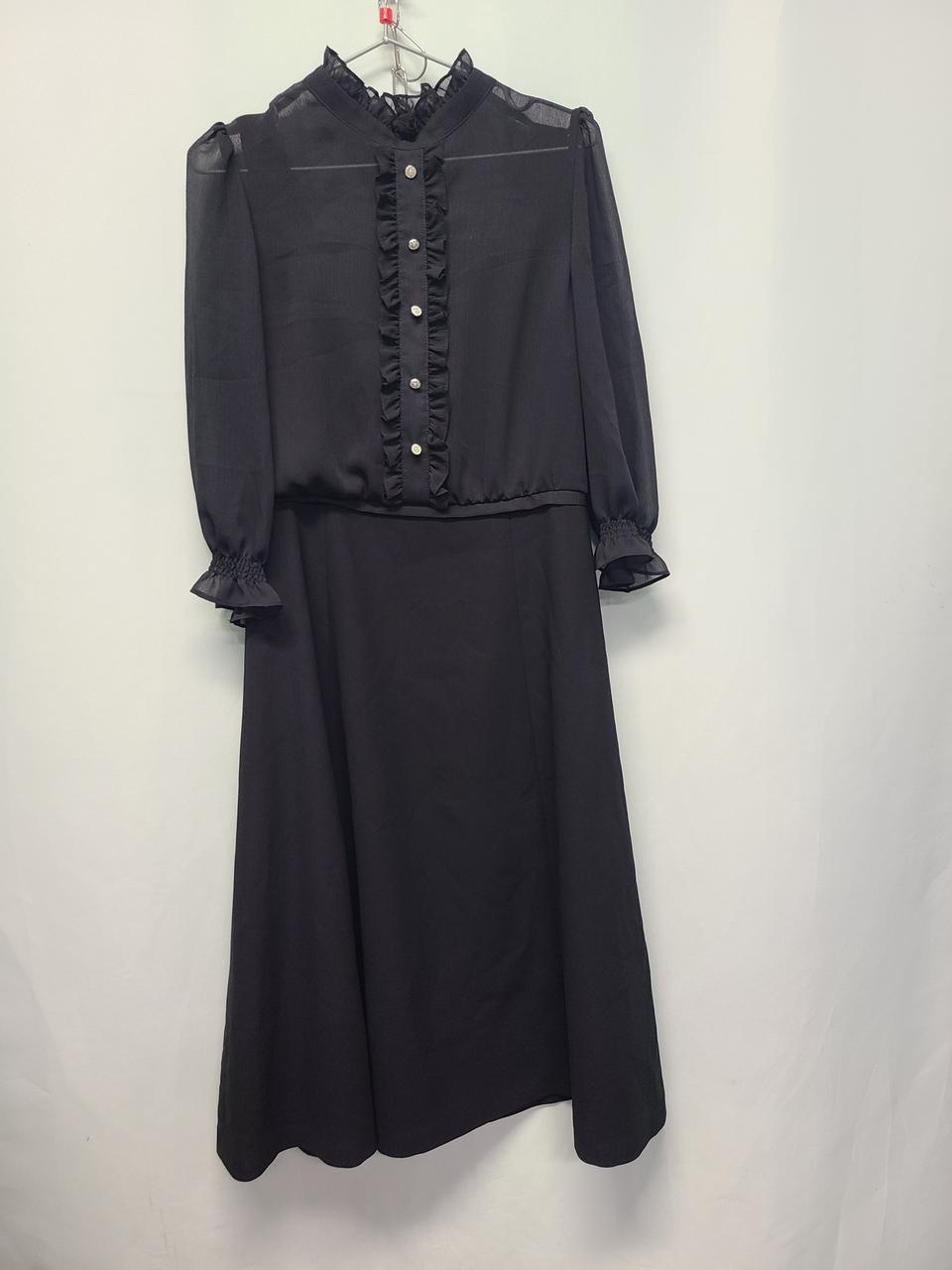 샤틴 시스루 프릴 블랙 롱원피스 66