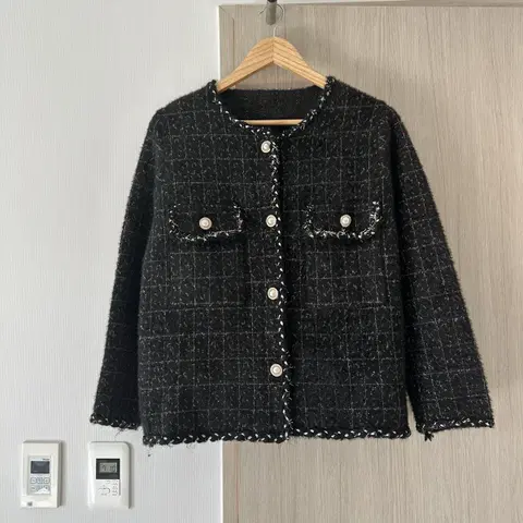 트위드니트울혼방자켓 블랙