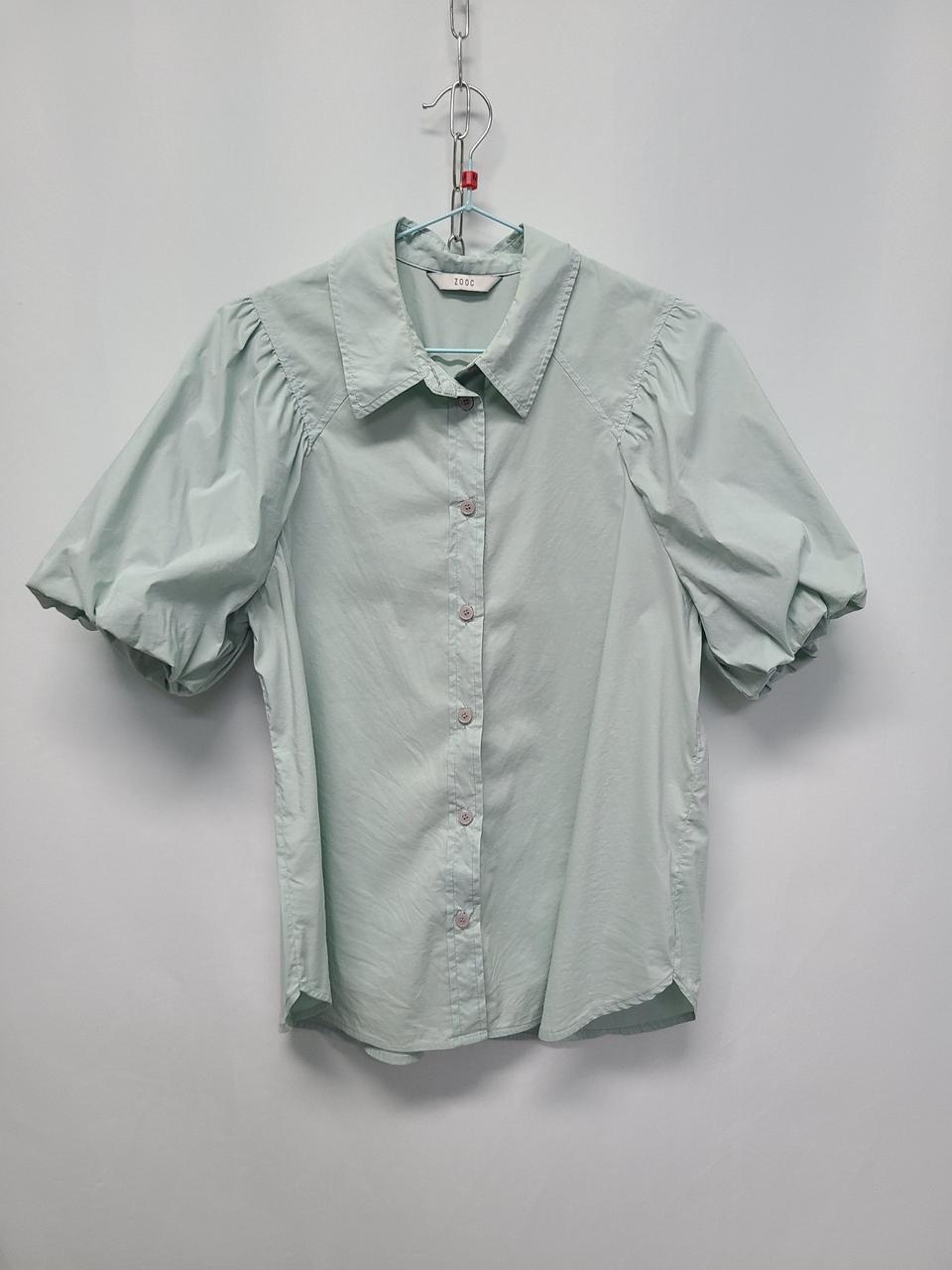 주크 민트색 반팔 코튼 블라우스 55