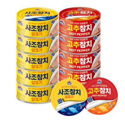 사조참치 100g 12개 살코기참치6개+고추참치6개