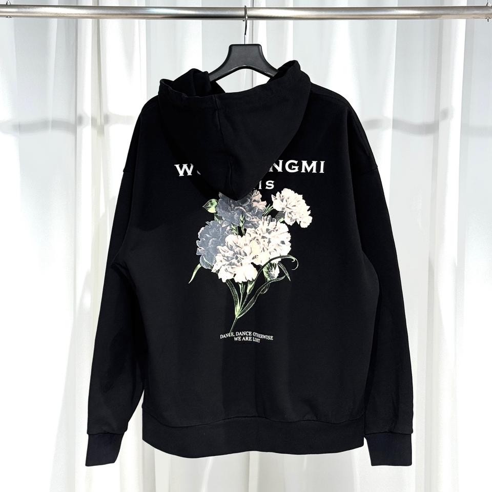 [48사이즈]우영미 플라워 백로고 후드티