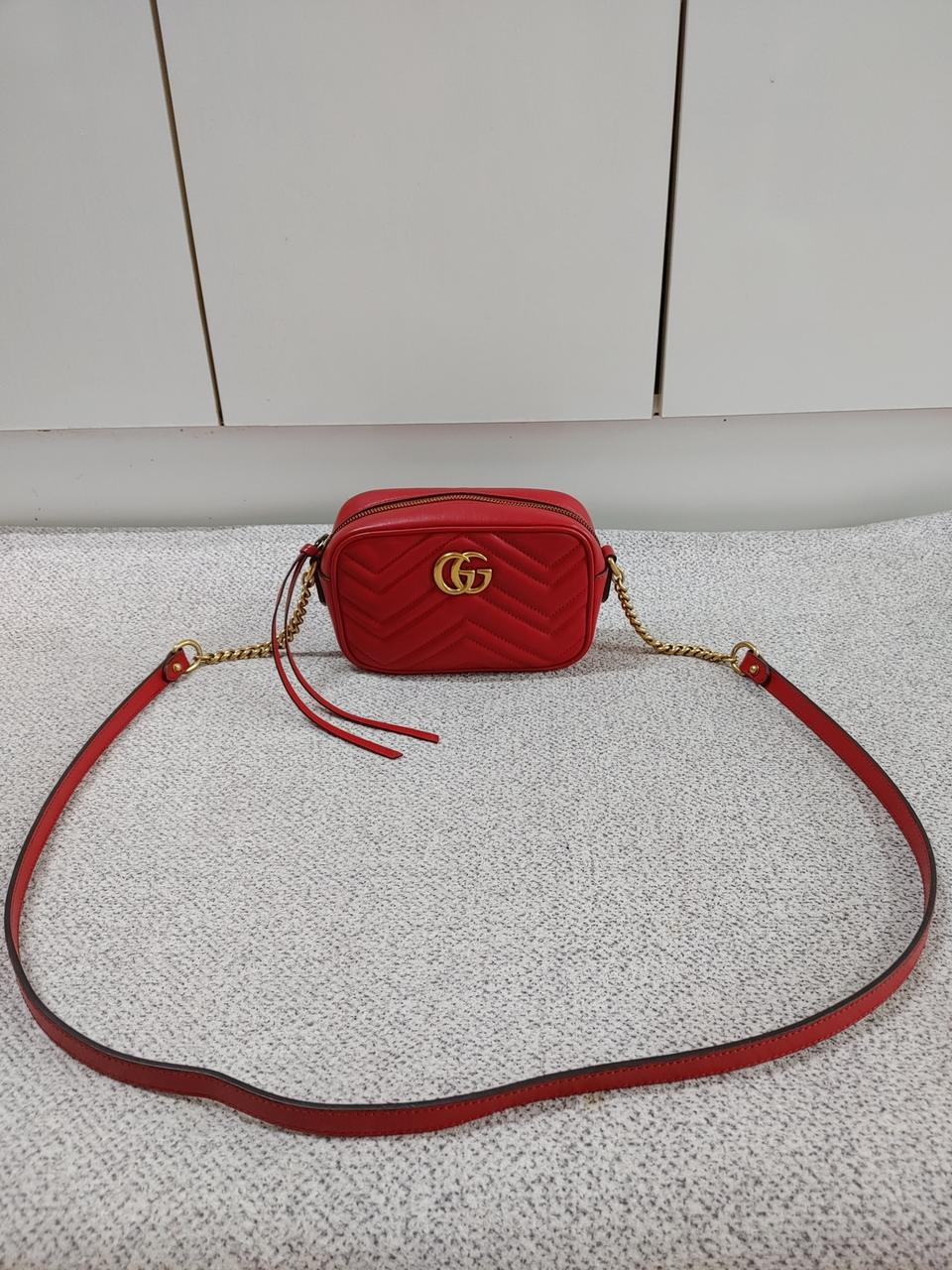 정품 구찌 GG 마몽 마몬트 마틀라세 미니 카메라백 크로스백