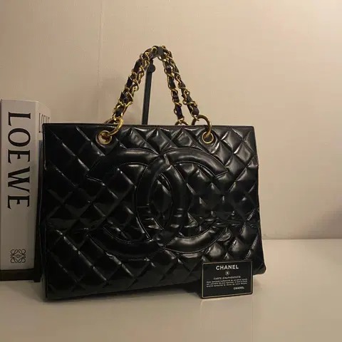 CHANEL/빈티지 샤넬 4번대 블랙 페이던트 GST 그랜드 샤핑 토트백
