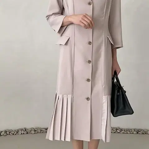 땡세일 마지막1장 하객룩 드마르 절개라인 플리츠 원피스