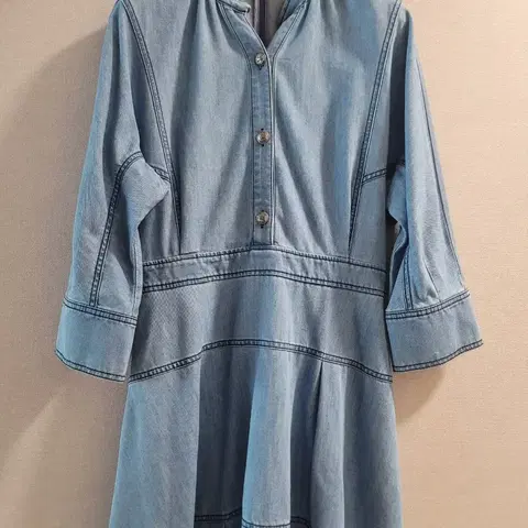 하루특가 한점 고퀄 마in 언발 헴 데님 플레어 원피스