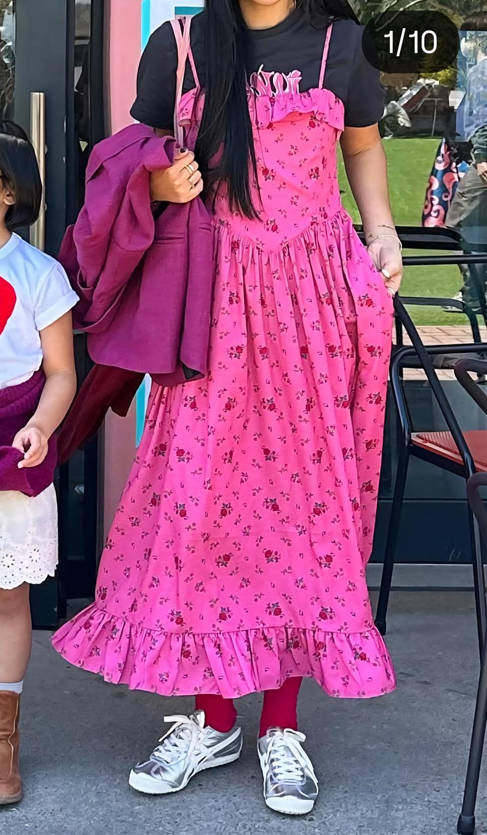 아이에머 플라워 프릴 원피스 어덜트 핫핑크 기본기장