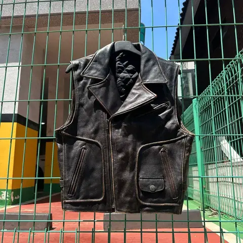 할리데이비슨 리얼레더 에이징 가죽조끼 라이더자켓 L