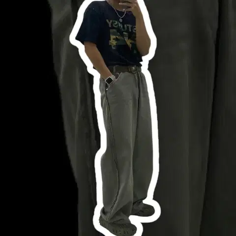 스투시 밀리터리 카모 빅로고 프린팅 반팔티 M