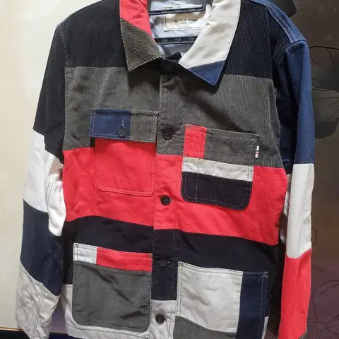 메종키츠네 컬러블럭 코듀로이자켓L