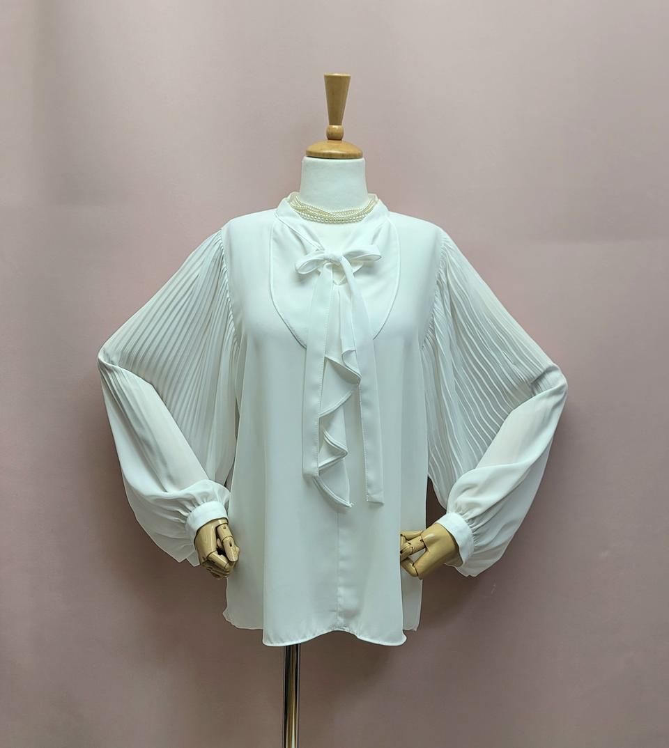 더비기닝 플리츠 벌룬소매 블라우스