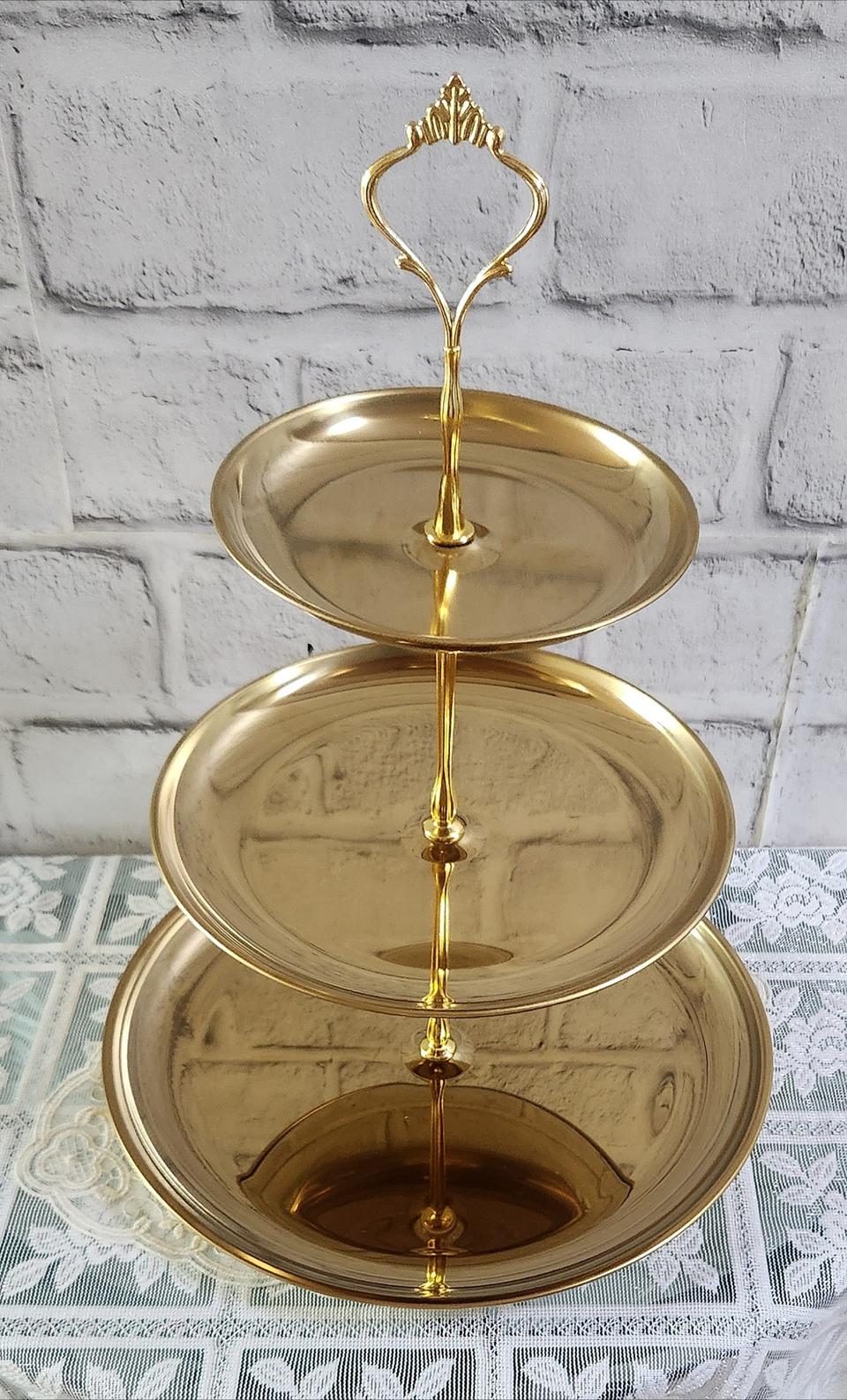 새상품)3단 골드 트레이 인테리어소품