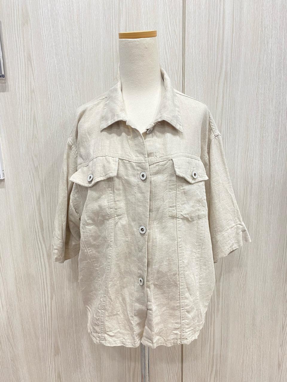 55-77 새상품 the w 헤링본 단추 셔츠 블라우스