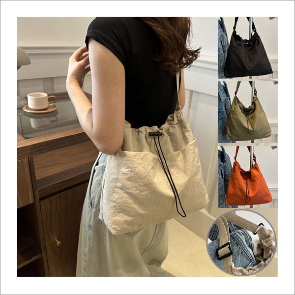 위아 가볍고 수납력좋은 끈조절 포켓 바스락 복조리 캐주얼 숄더&크로스백