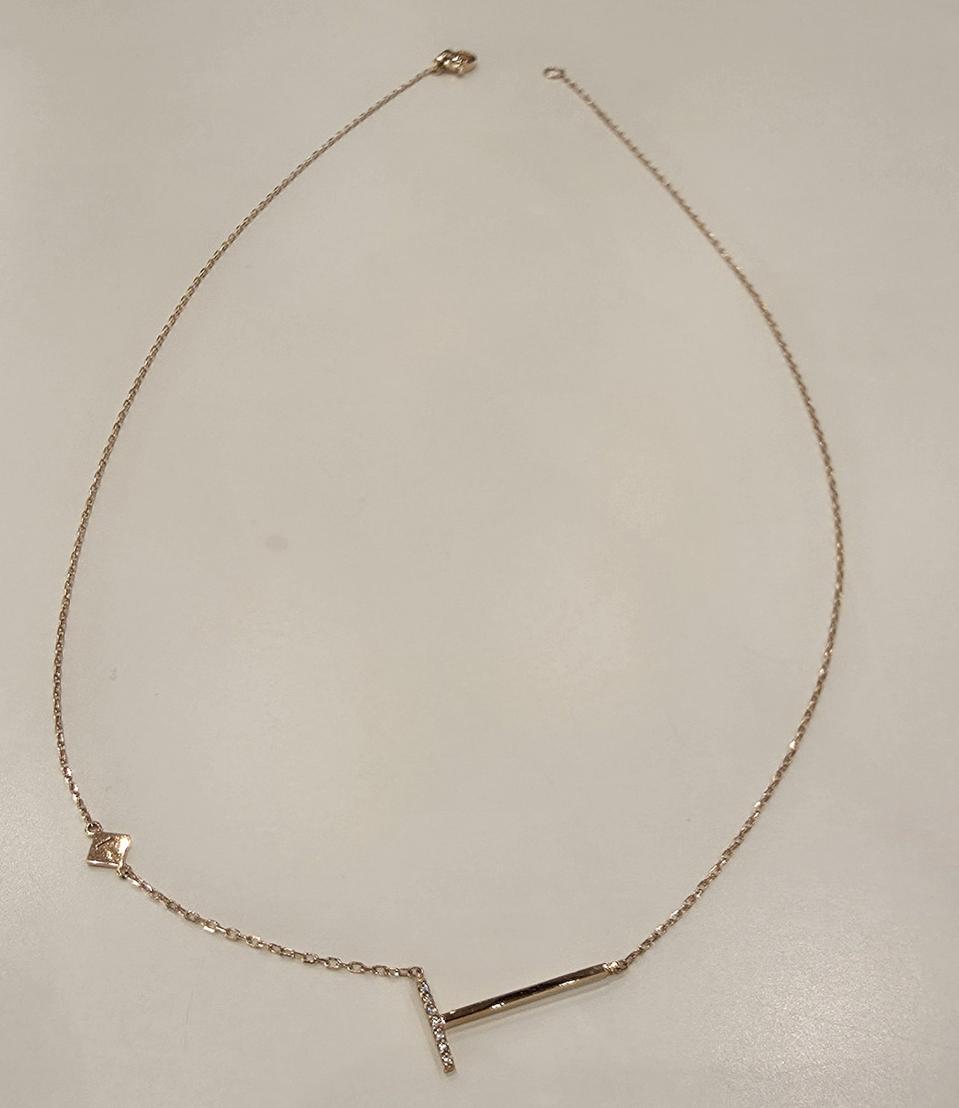 <새것>18k핑크골드_T이니셜 네크리스