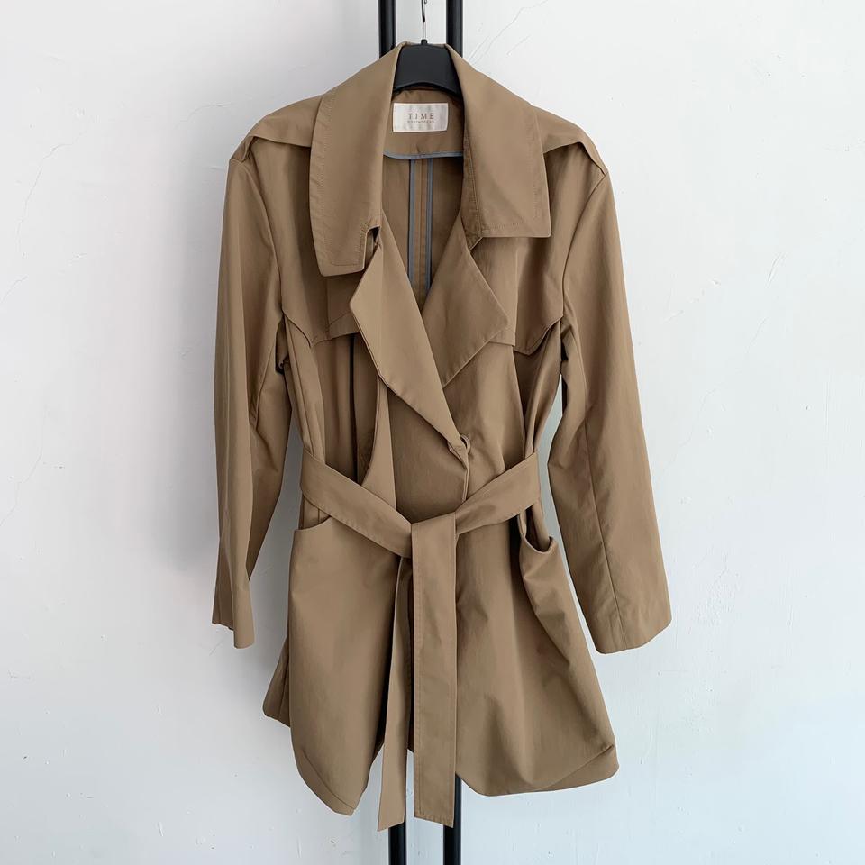 정품 타임 TIME 카멜 여성 벨트 트렌치