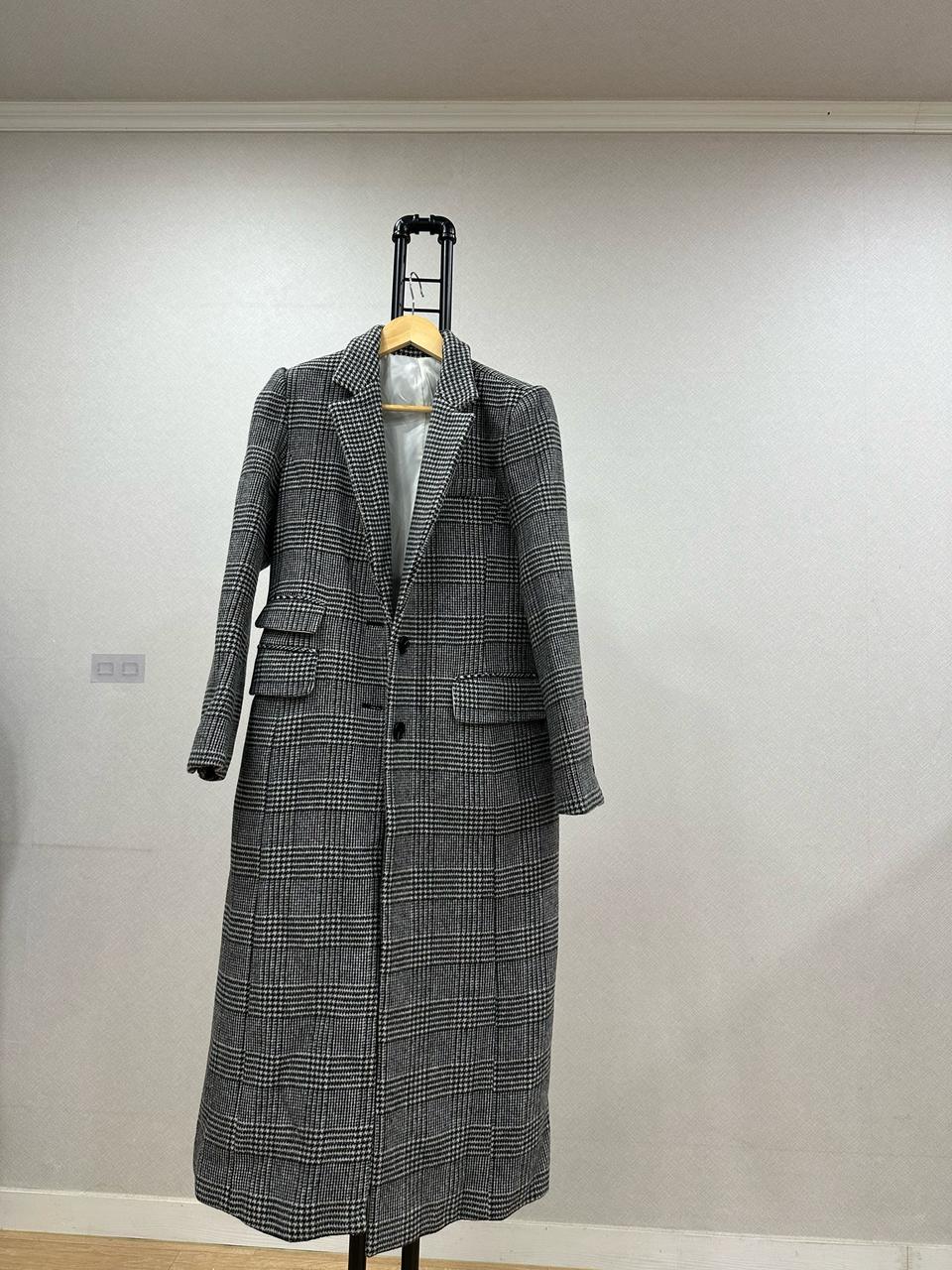 뉴욕 체크 롱코트