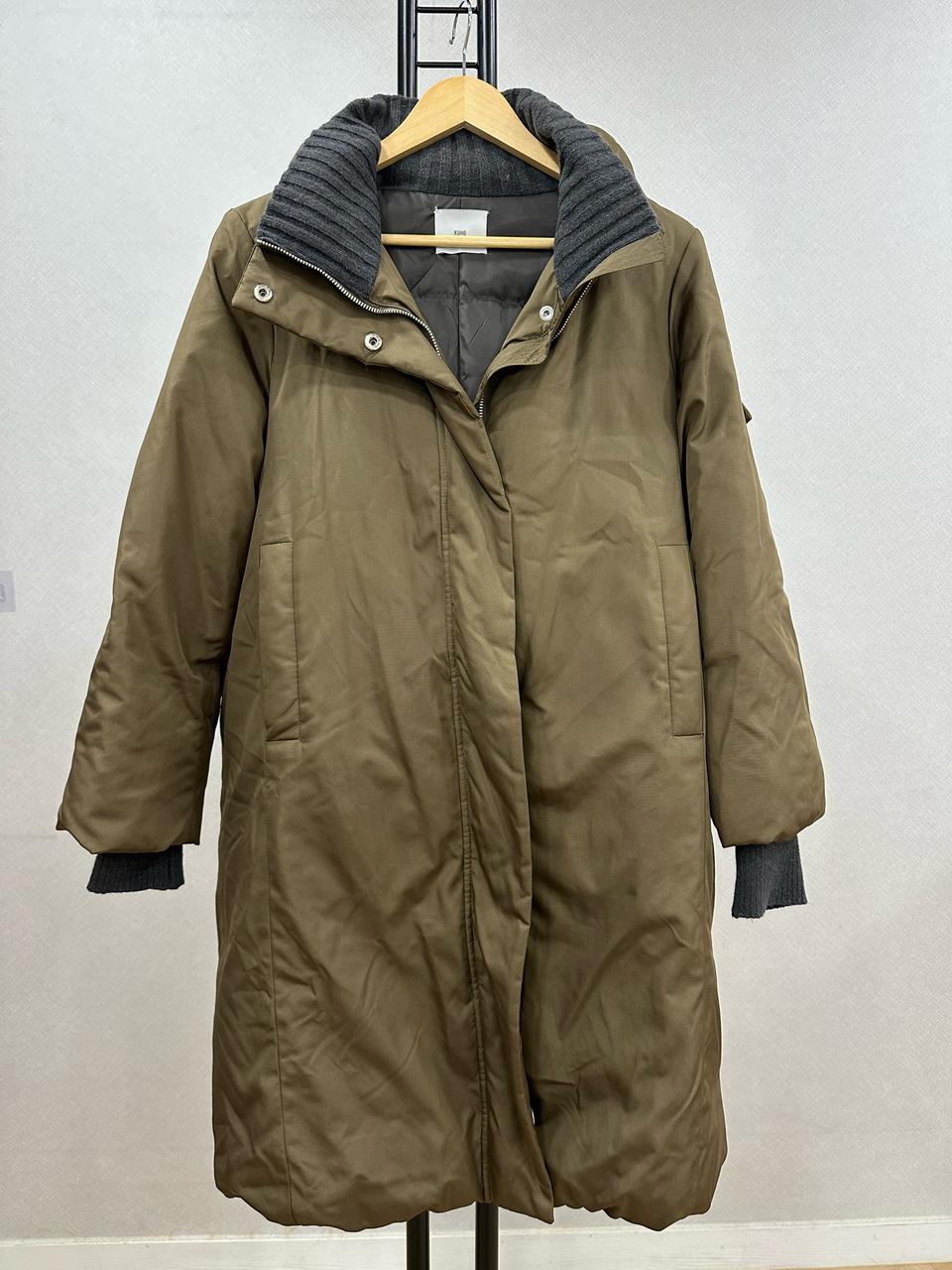 구호 카키 오리털 롱패딩