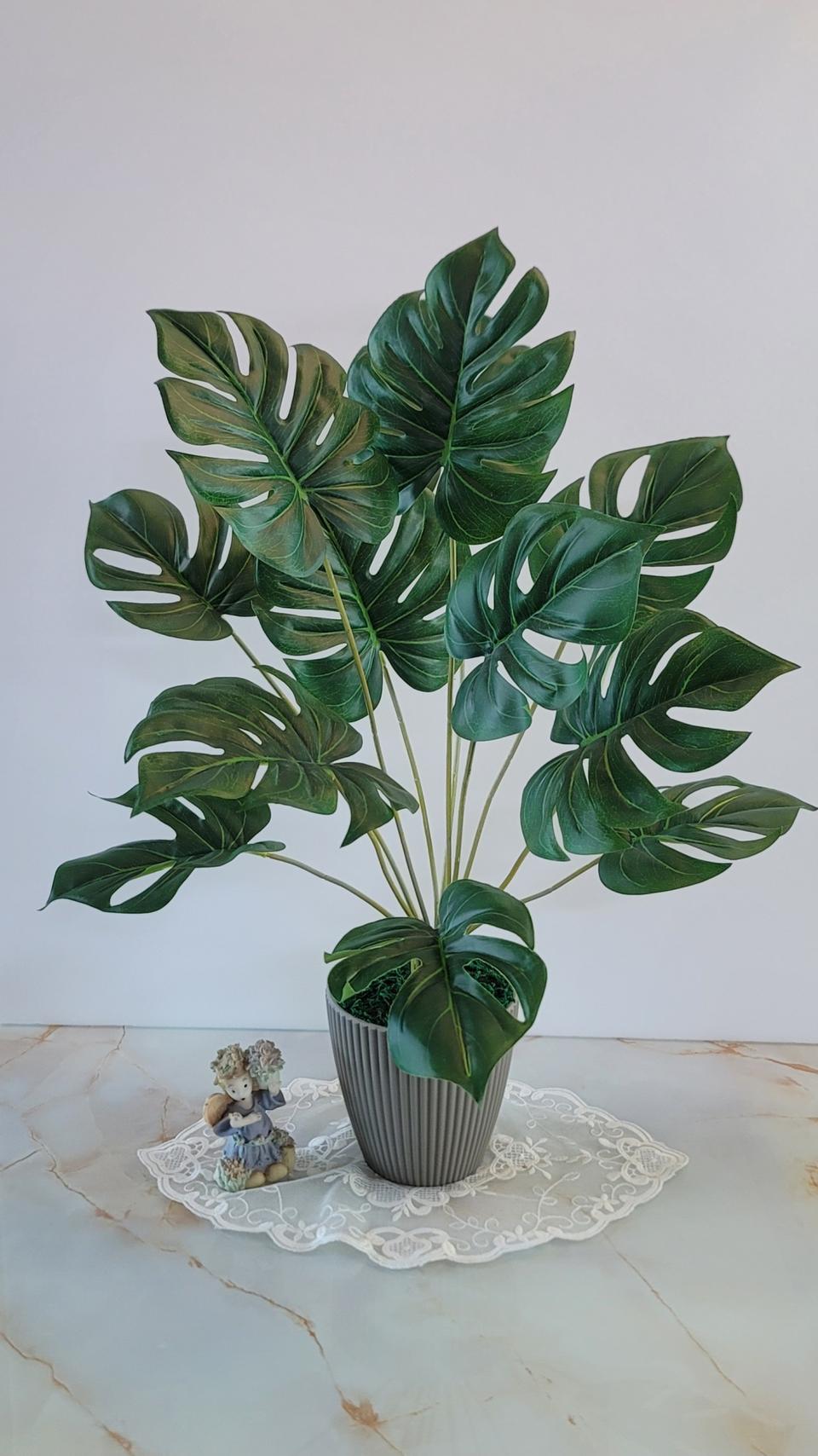 (새상품)고급 조화 몬스테라잎과 화분세트