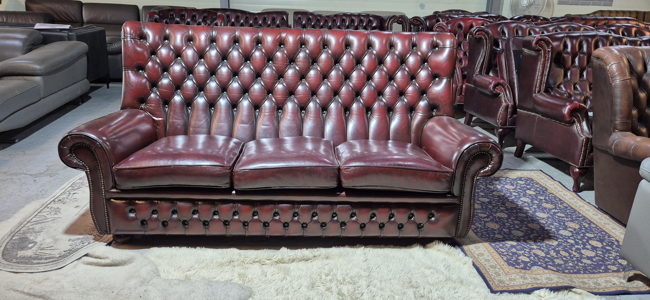 영국 오리지날 체스터필드 최고급 전체 천연가죽 3인 소파쇼파